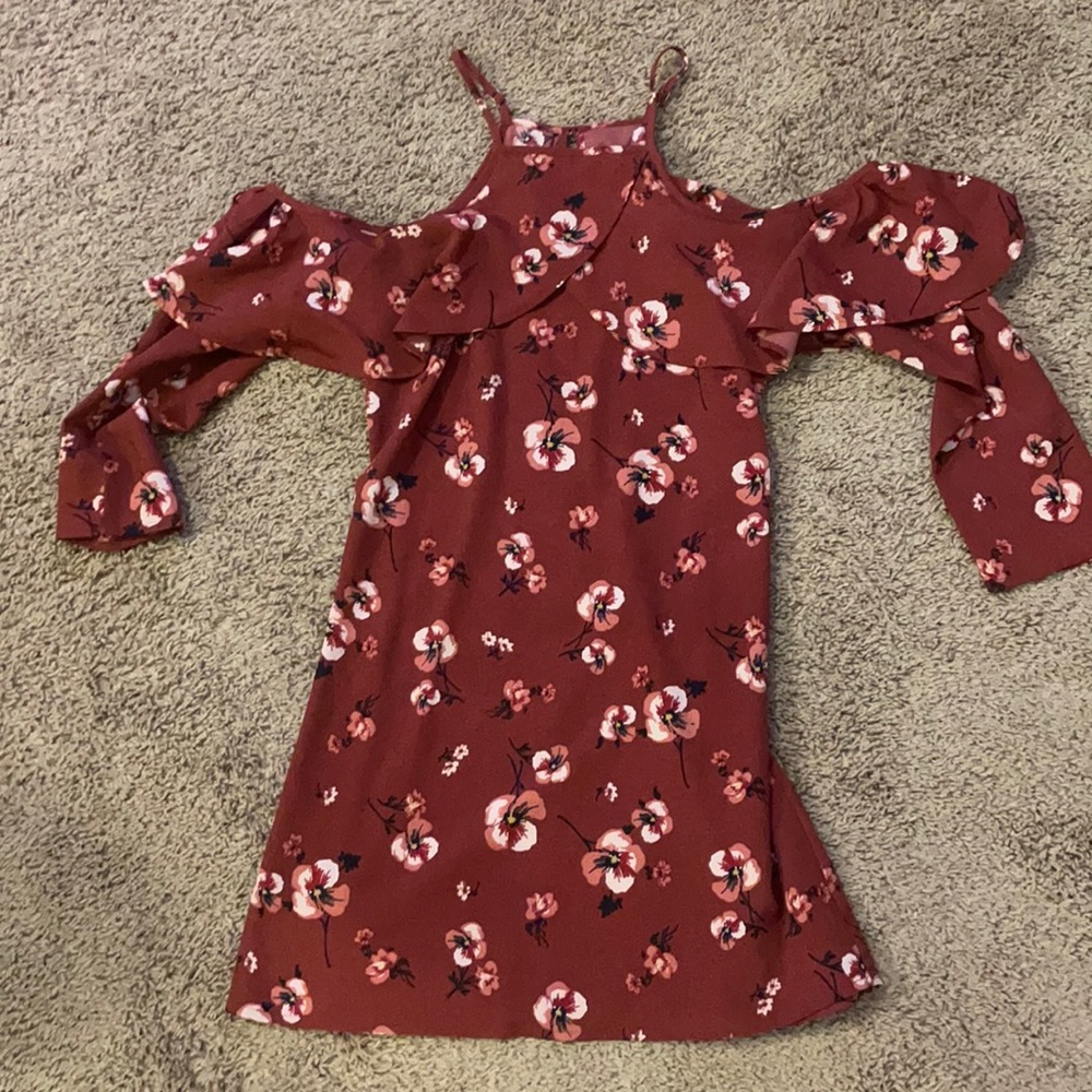 Floral dress with cold shoulder design